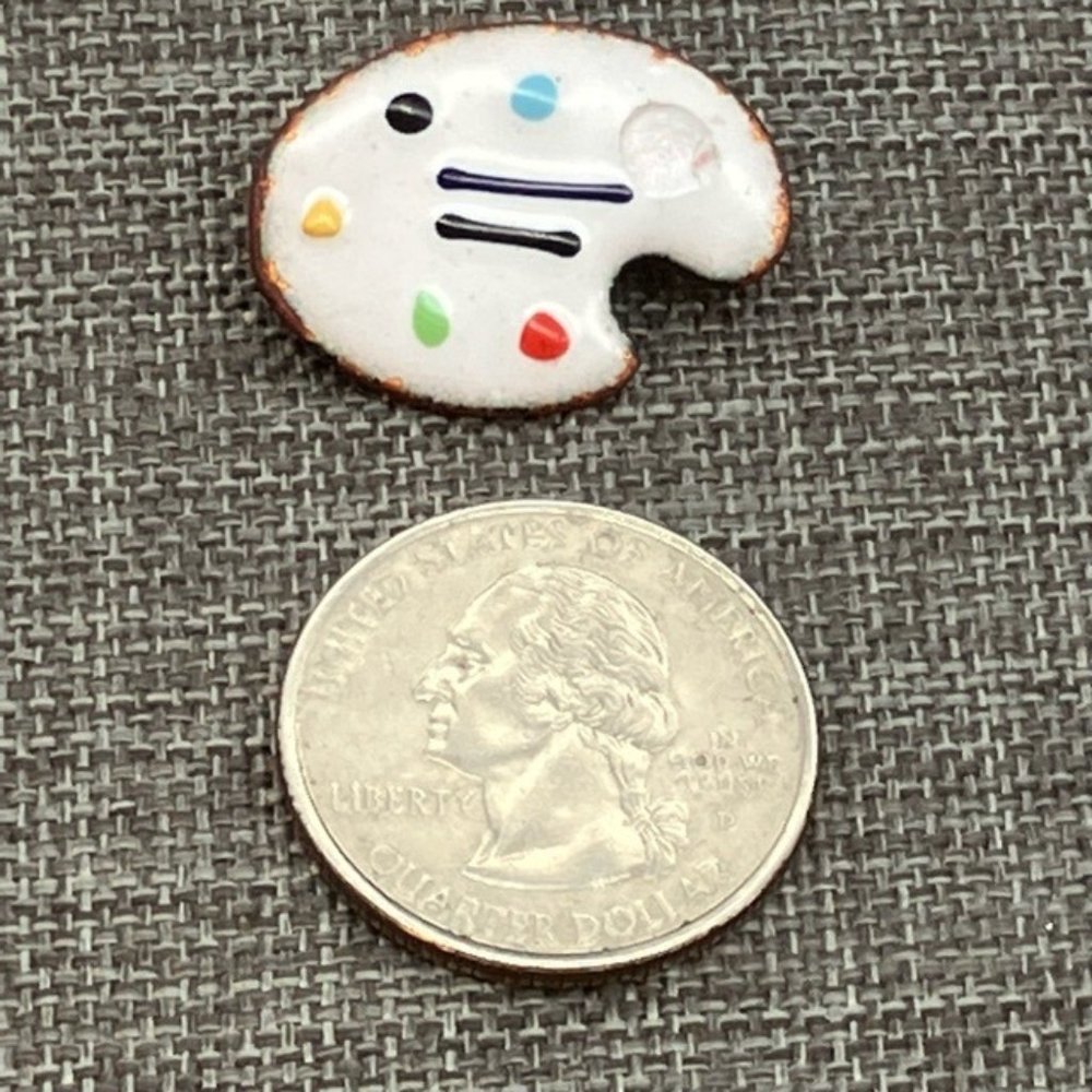 Artist Palette Pin Brooch As Is Paint Painter Copper White Enamel Multicolor